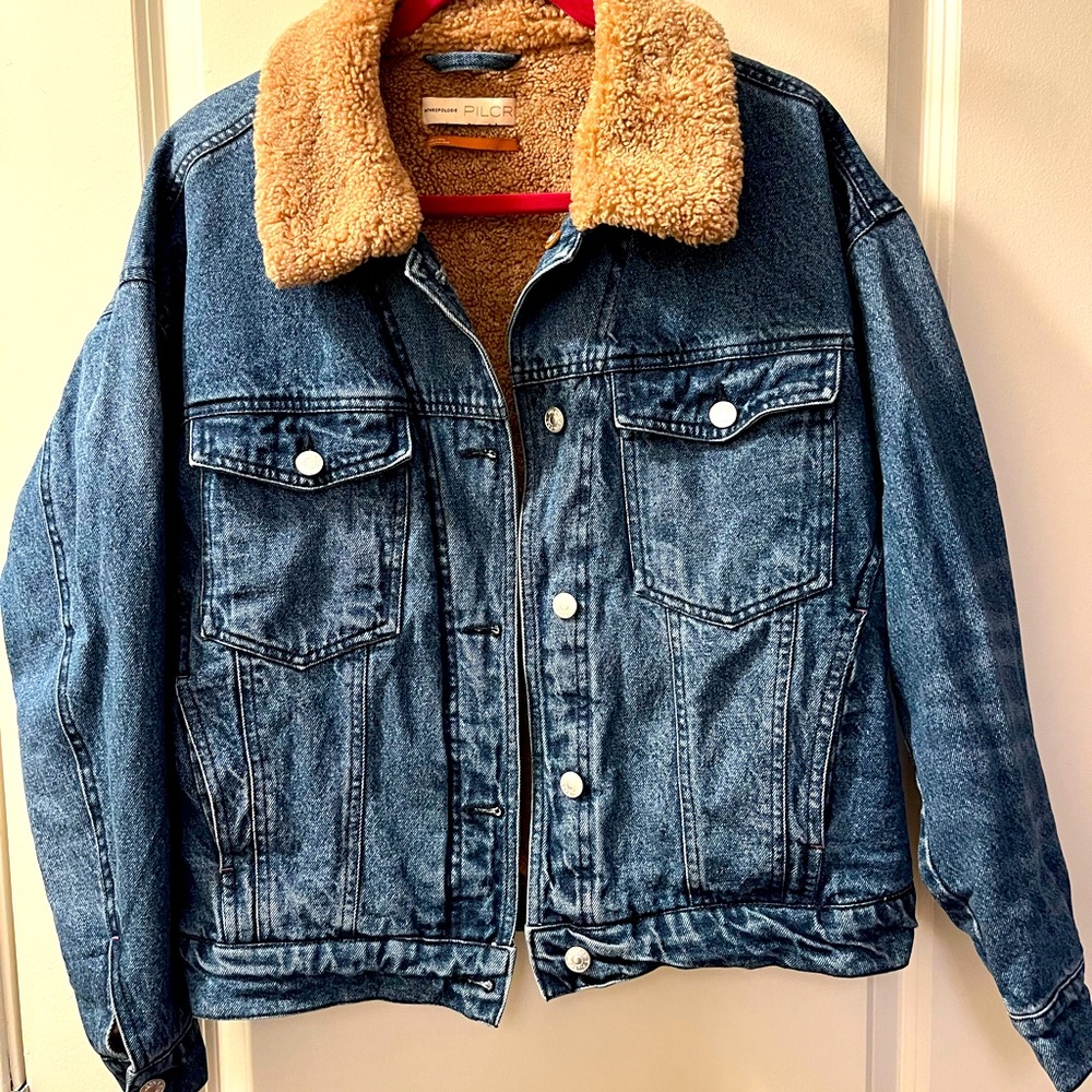Anthropologie Pilcro Denim jacket with shearling lining.